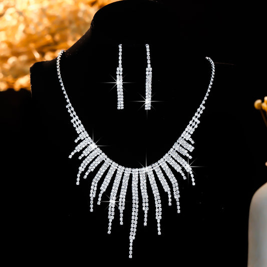 Rhinestone Necklace and  Earrings Set
