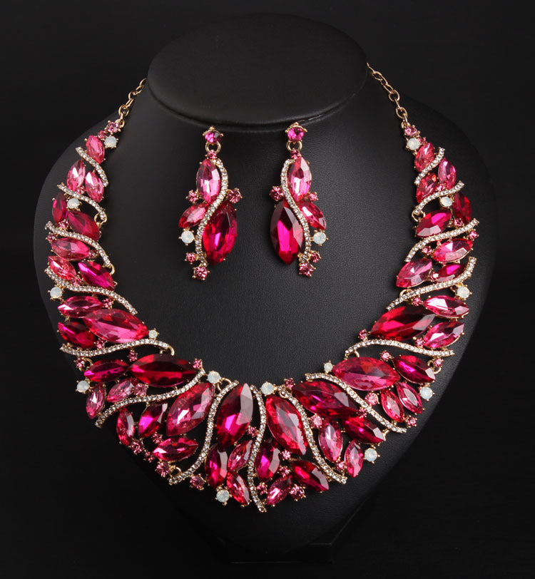 Women's Crystal Necklace and Earring Set