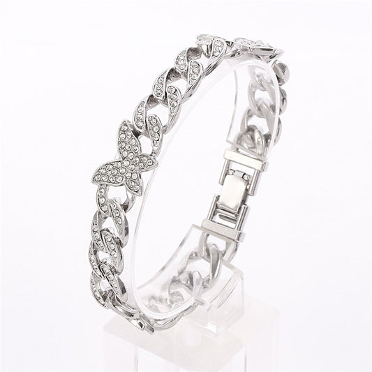 Micro-inlaid Zircon Butterfly Cuban Bracelet
