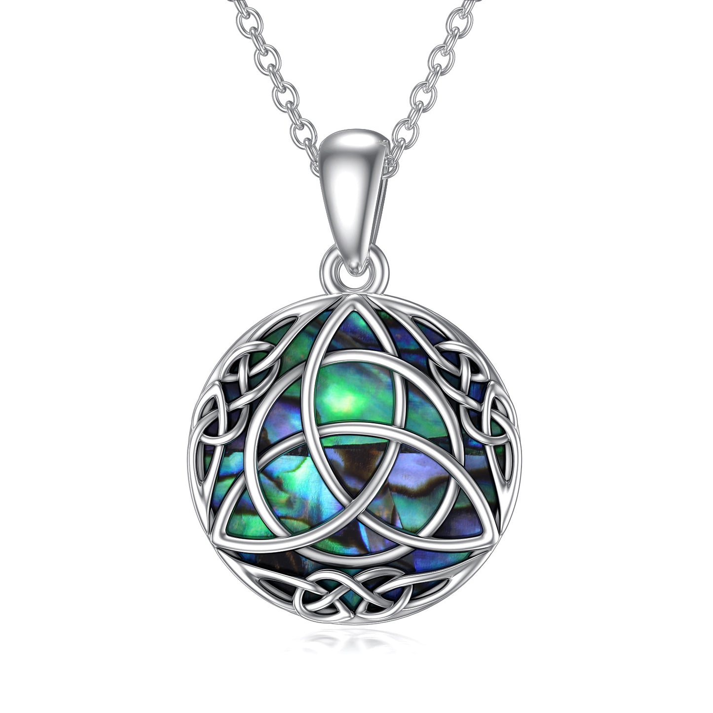 "Lucky Trinity" - Sterling Silver Necklace With Simulated Abalone Shell