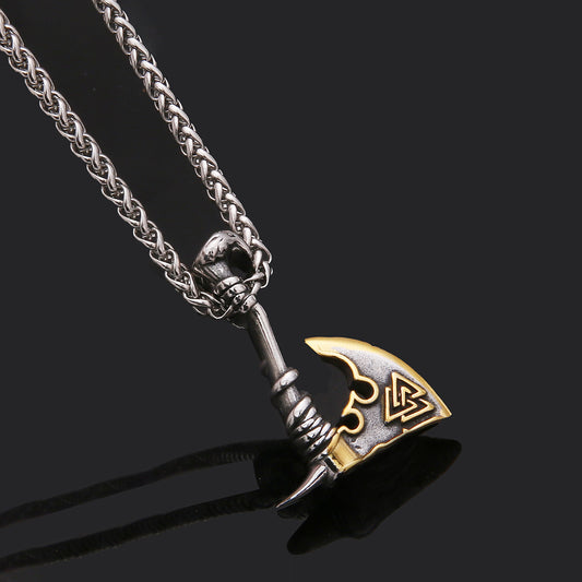 Stainless Steel Orchid Axe Pendant Chain