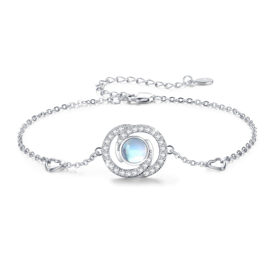 "Moonstone Infinity" - Sterling Silver Link Bracelet