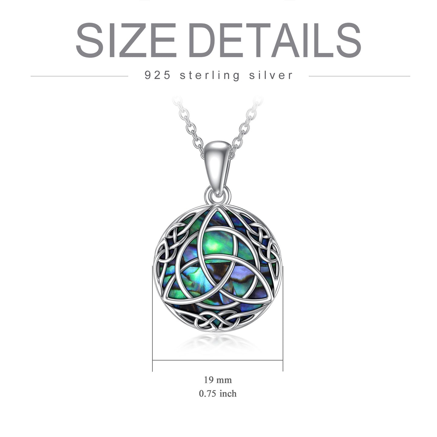 "Lucky Trinity" - Sterling Silver Necklace With Simulated Abalone Shell