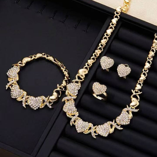 Bold Gold Hearts Electroplated Jewelry Set
