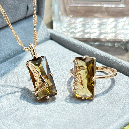 Sudan Stone Ring and Necklace Set