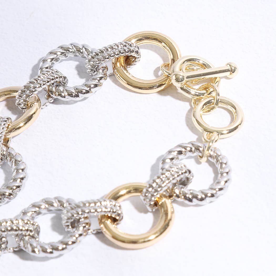 "Paved Heart"-  Charm Link Chain Bracelet