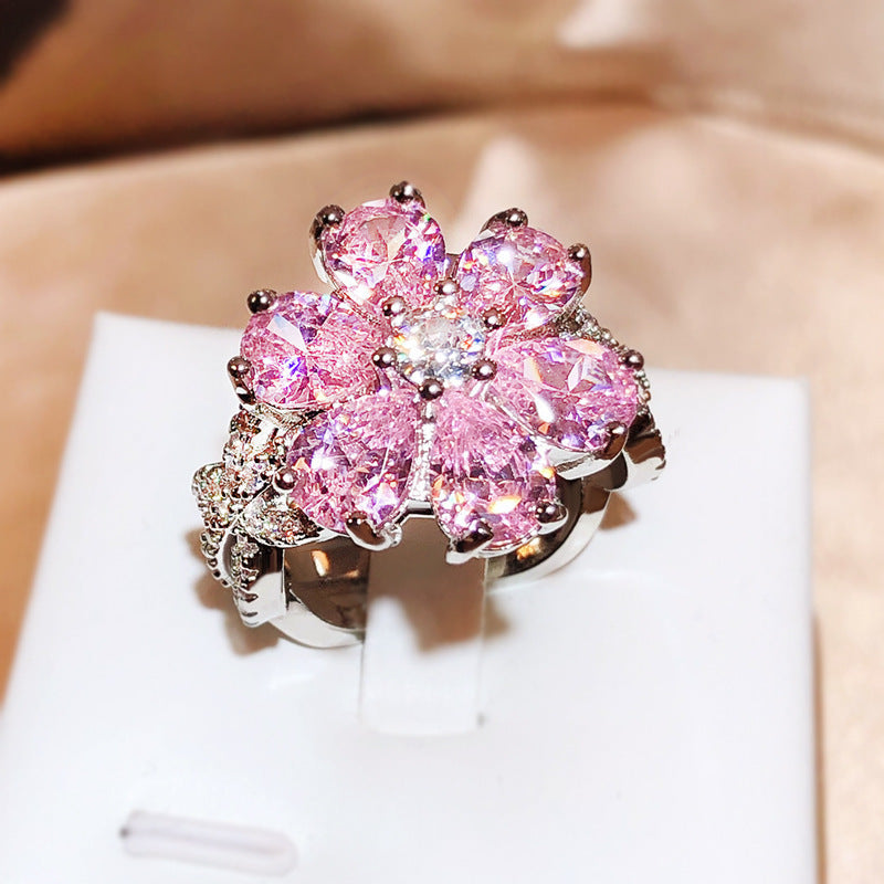 "Cherry Blossom" - Flower-shaped Zircon Diamond Ring