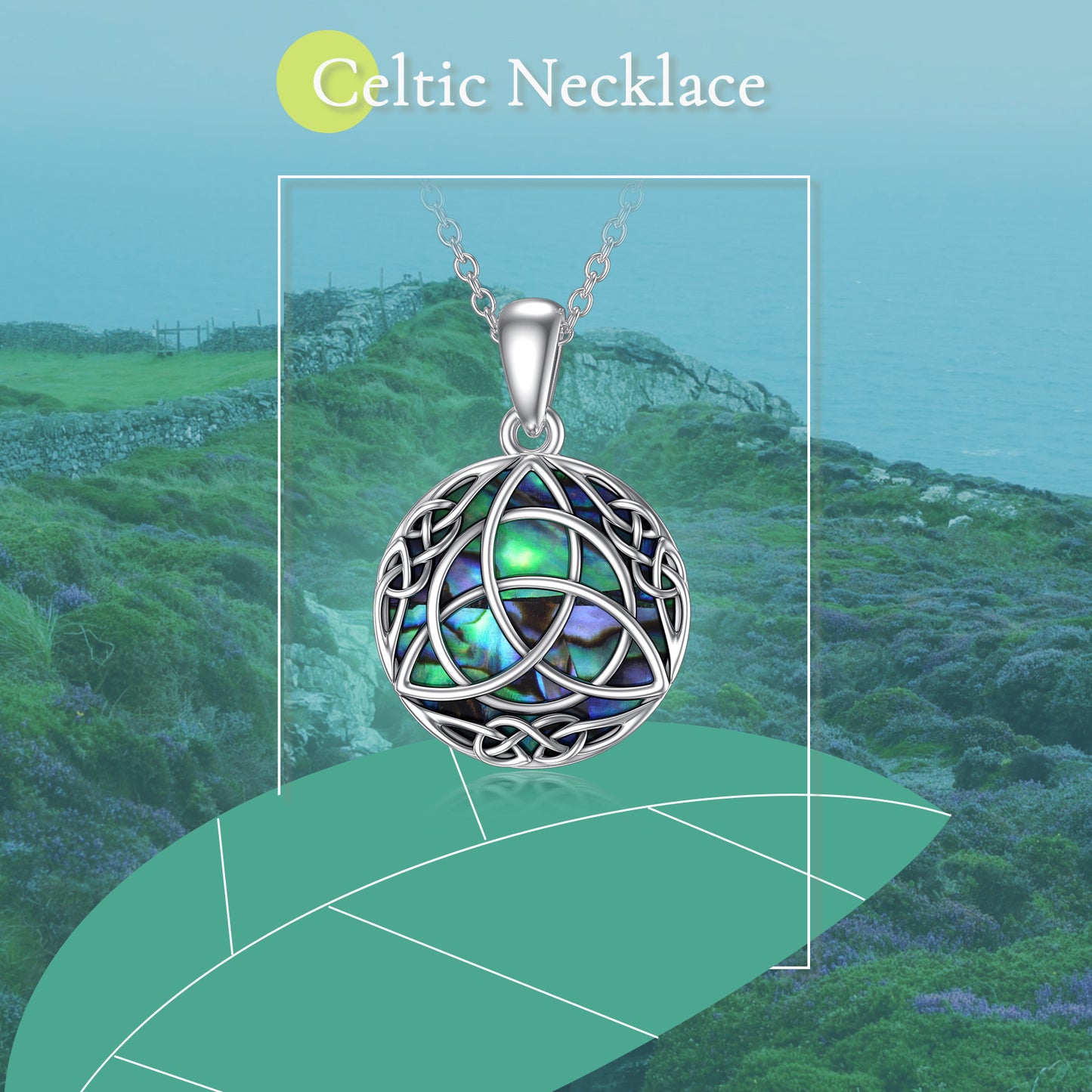 "Lucky Trinity" - Sterling Silver Necklace With Simulated Abalone Shell